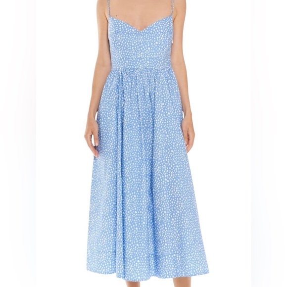 La Ligne Tracy Cotton Poplin Dots Sleeveless Sweetheart Dress Size L